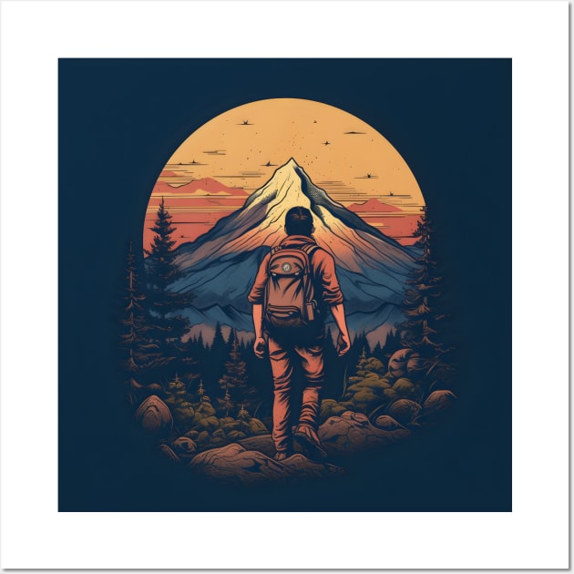 Backpacking Hiking Wanderlust Wall Art by Grassroots Green